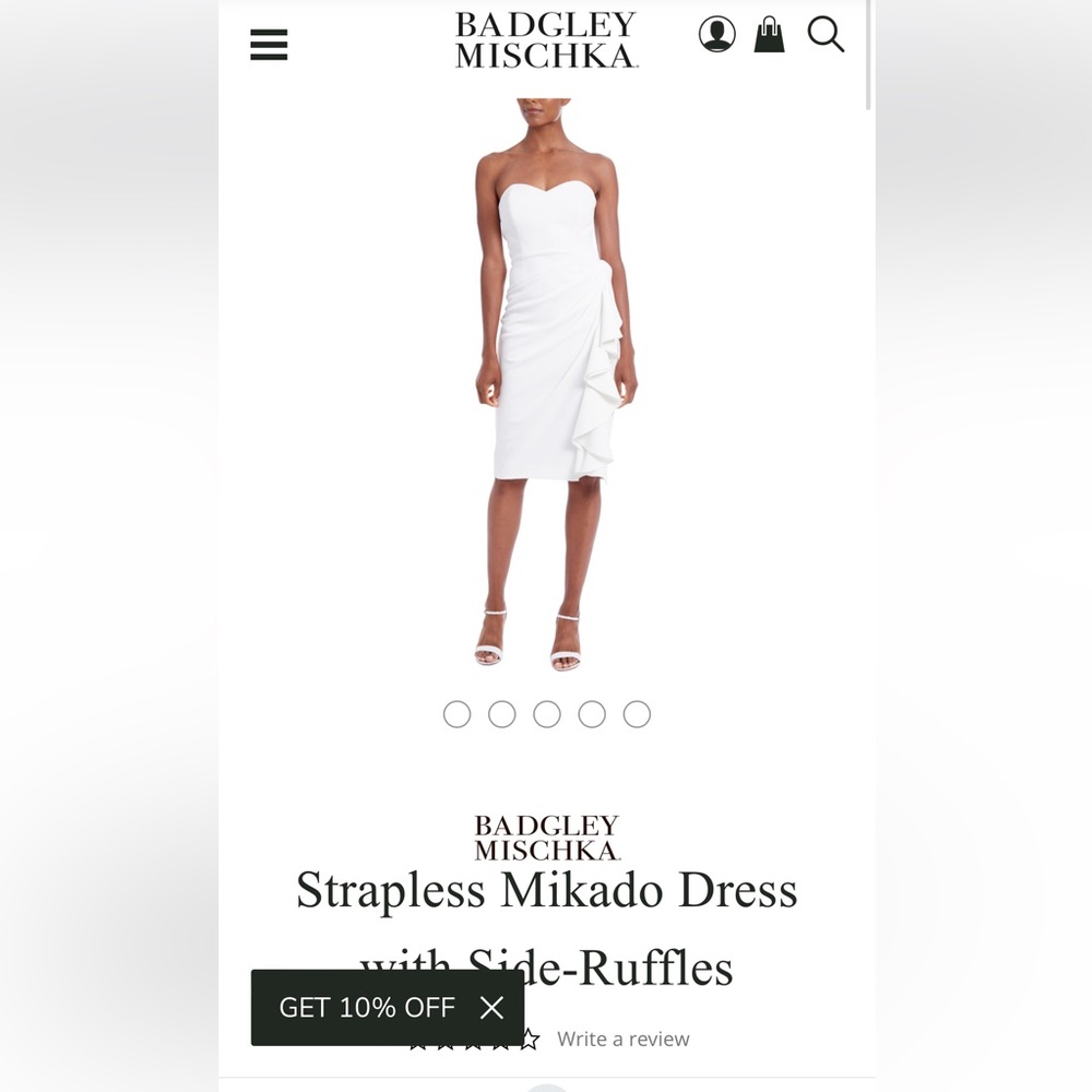 Badgley Mischka strapless mikado dress with ruffle - bridal